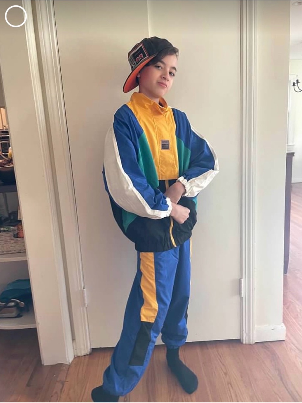 80s or 90s Windbreaker Pants & Jacket Set - Blue/Yellow